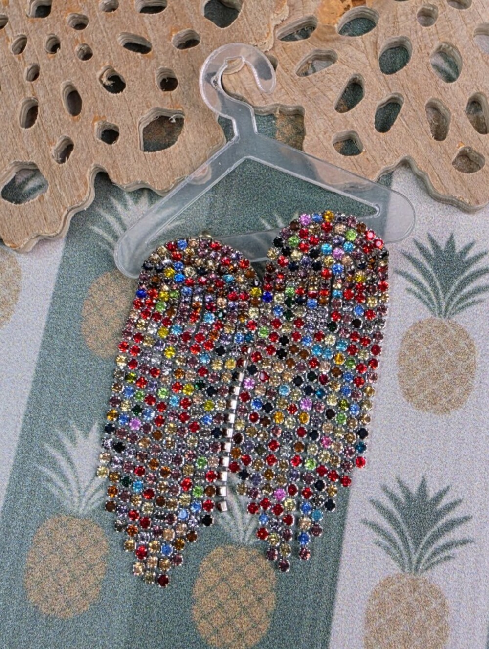 Feed Me Gems Multicolor Crystal Fringe Drop Earrings